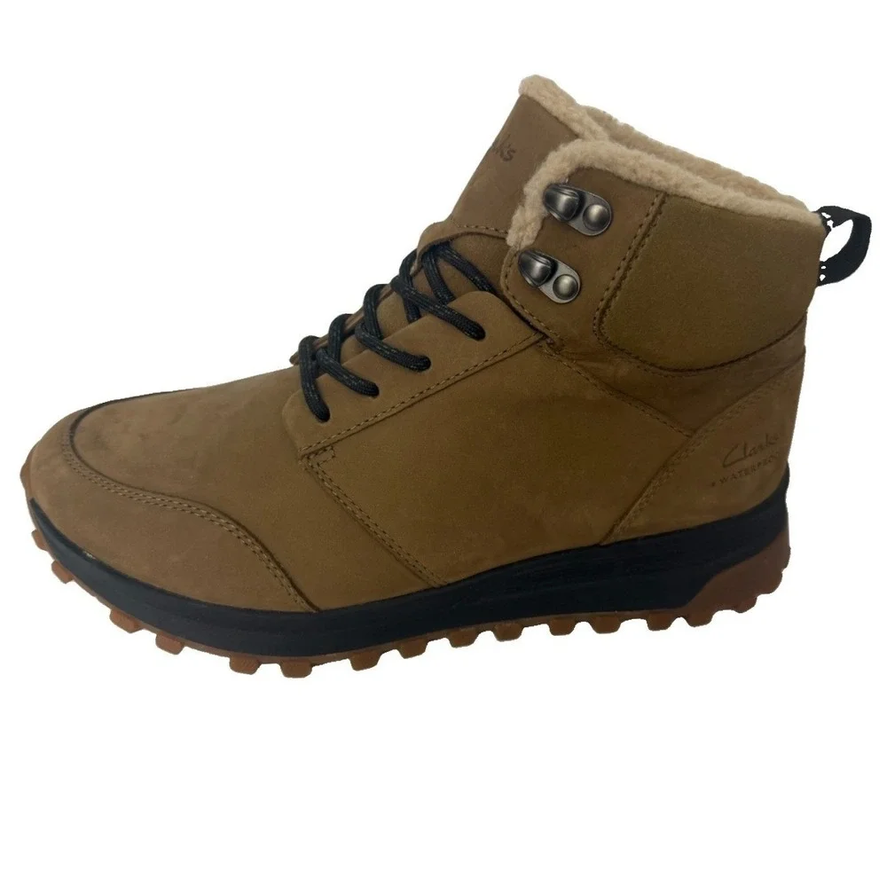 Clarks Men's ATL Trek Up Wp Hiking Boots Leather Upper Dark Sand Size 7 Newp